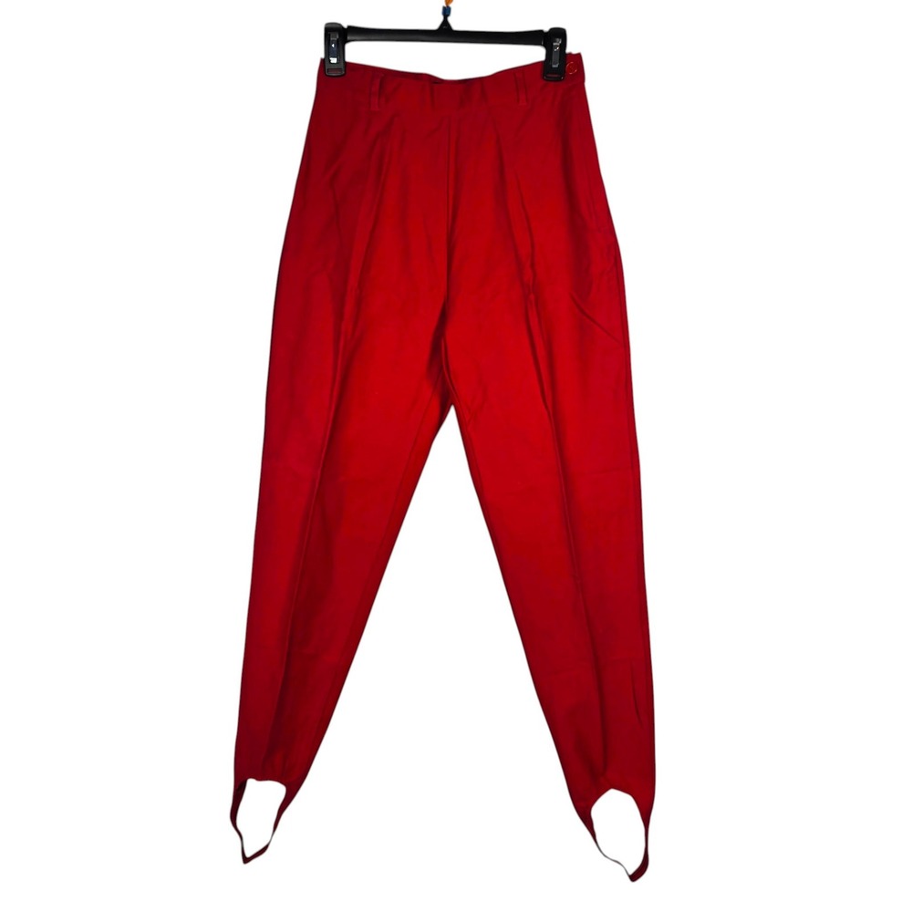 VTG US Wear Red High Waisted Stirrup Pants‎ Pleated Front Woman 11/12 Retro 80s